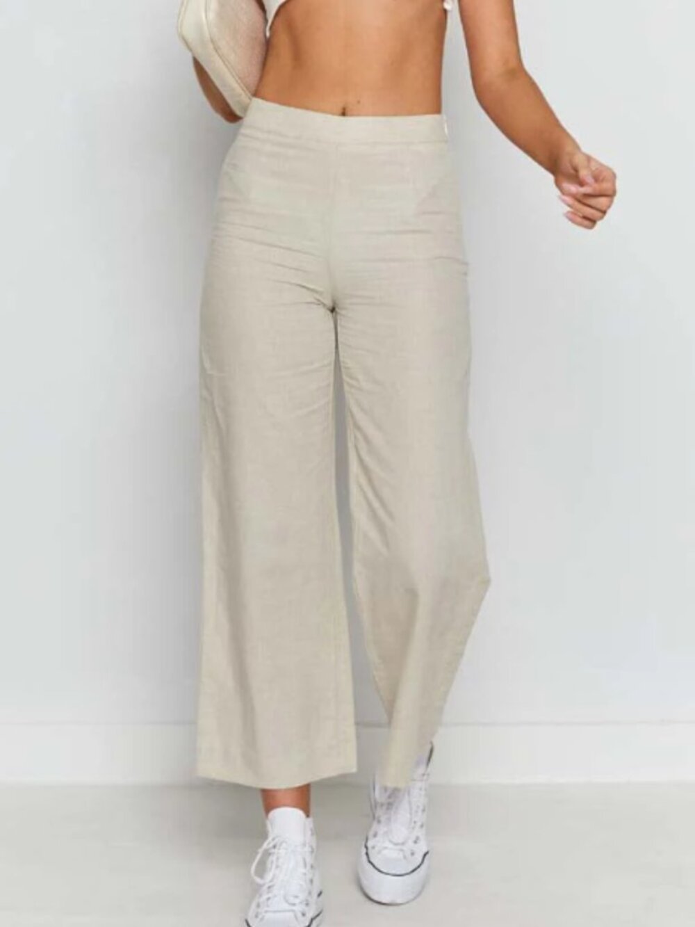 NWT Beginning‎ Boutique Churchtown Linen Blend Pants Beige Size 6